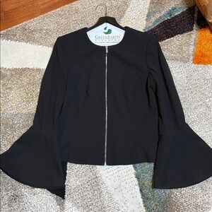 CALVIN KLEIN Black Career Blazer Bell Sleeves with front zipper
